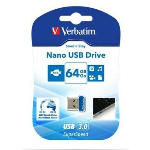 Memoria USB Verbatim Store 'n' Stay NANO Azul Negro 64 GB