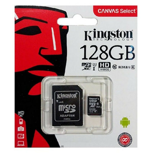 Tarjeta de Memoria Micro SD con Adaptador Kingston Canvas Select Plus exFAT Negro 128 GB UHS-I
