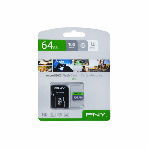 Tarjeta de Memoria Micro SD con Adaptador PNY P-SDUX64U185GW-GE 64 GB