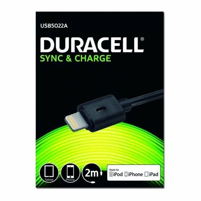 Cable Lightning DURACELL USB5022A Negro 2 m (1 unidad)