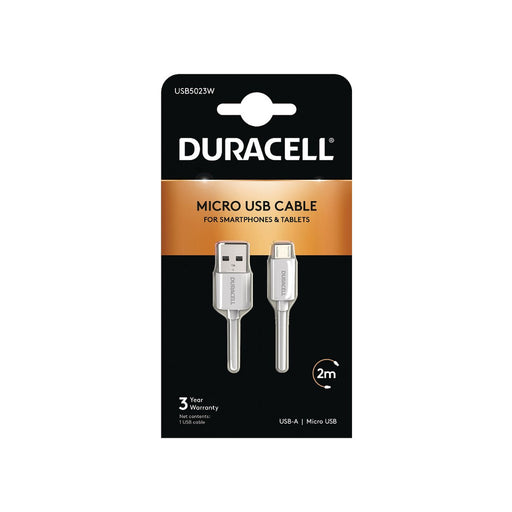 Cable USB DURACELL USB5023W 2 m Blanco (1 unidad)