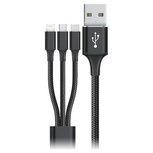Cable USB a Micro USB, USB-C y Lightning Goms Negro 1, 2 m