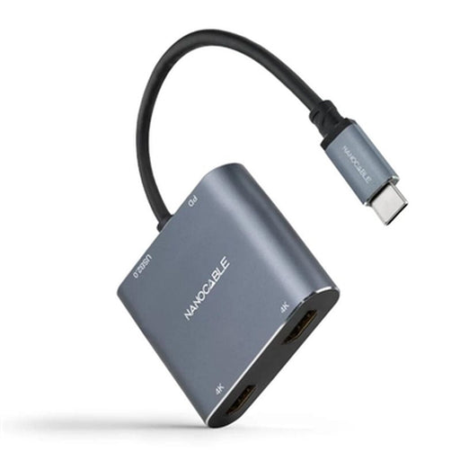Adaptador USB C a HDMI NANOCABLE 10.16.4305 4K Ultra HD Gris 15 cm