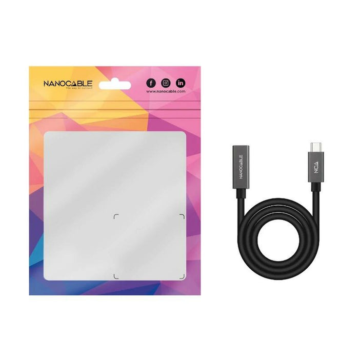 Cable Alargador USB-C NANOCABLE 10.01.4400 Negro 50 cm (1 unidad)