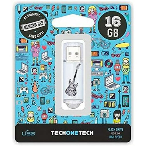 Memoria USB Tech One Tech Be Original Crazy Black Guitar 16 GB
