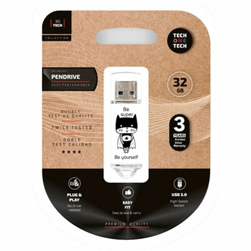 Memoria USB Tech One Tech TEC4018-32 Negro/Blanco 32 GB