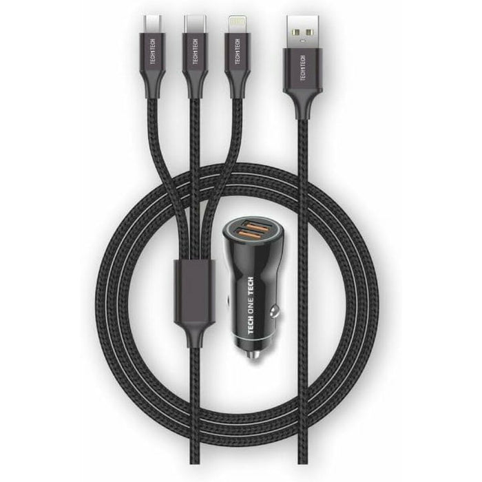 Cargador de Coche USB Universal + Cable Tech One Tech TEC2810 Doble USB x 2