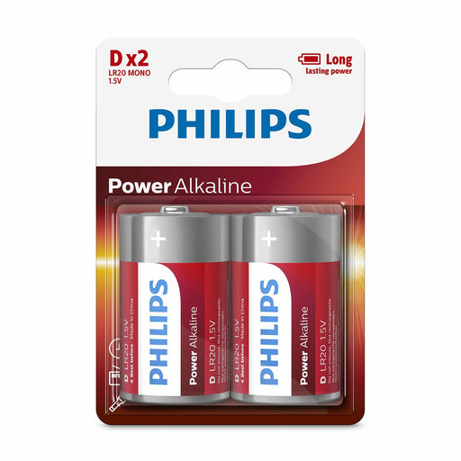 Pilas Alcalinas Philips Power LR20 1,5 V Tipo D (2 Unidades)