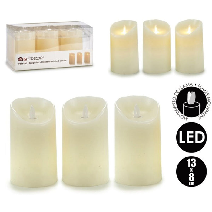 Set de Velas Oscilante LED Crema 8 x 13 x 8 cm (6 Unidades)