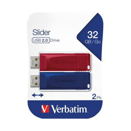 Pendrive Verbatim Slider 2 Piezas Multicolor 32 GB