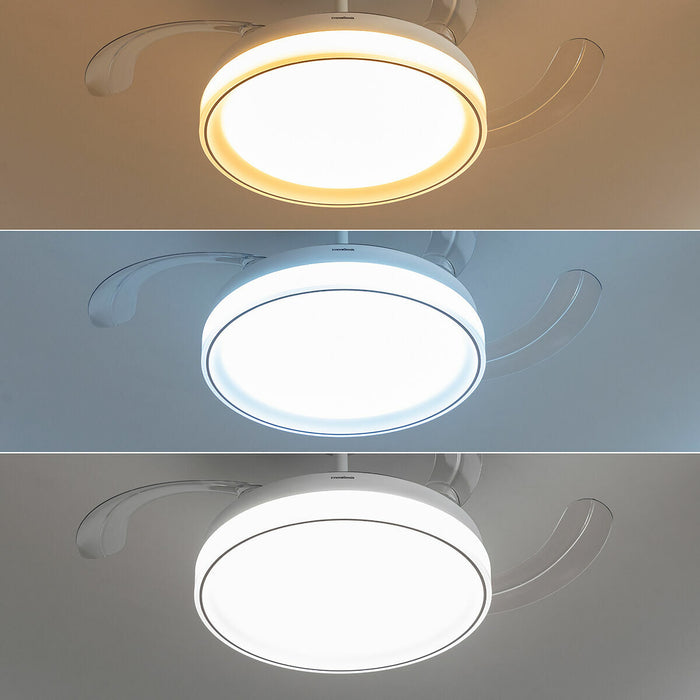 Ventilador de Techo con Luz LED y 4 Aspas Retráctiles Blalefan InnovaGoods Blanco 72 W Ø49,5-104 cm